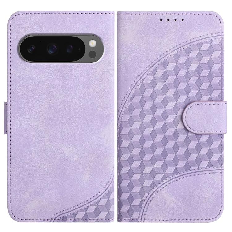 

For Google Pixel 10 Pro XL Elephant Head Embossed Phone Leather Case with Lanyard(Light Purple)
