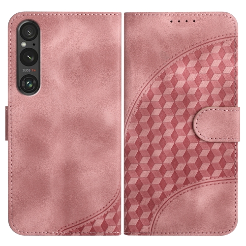 

For Sony Xperia 1 V YX0060 Elephant Head Embossed Phone Leather Case with Lanyard(Pink)