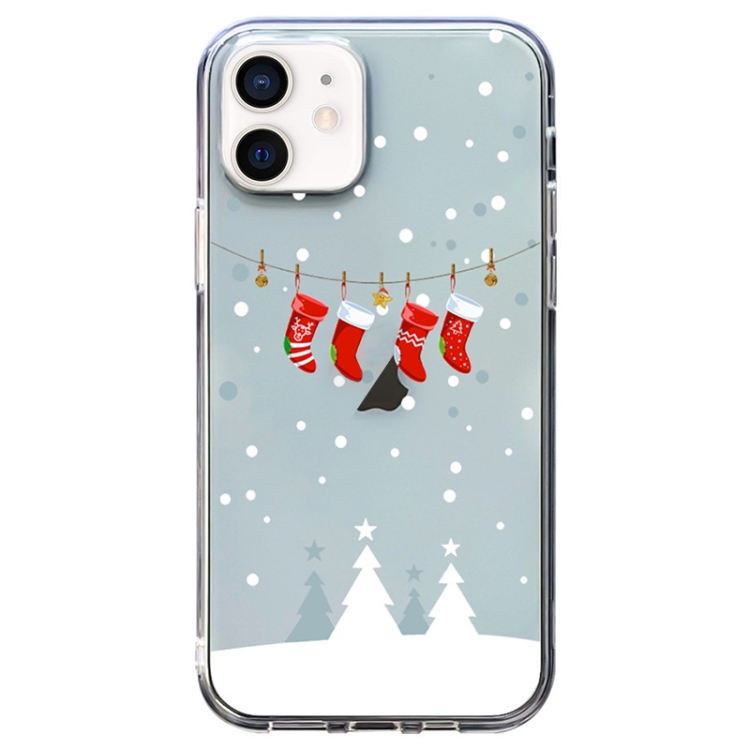 

For iPhone 11 Christmas Colored Drawing Pattern High Transparent Soft TPU Phone Case(Christmas Stocking)
