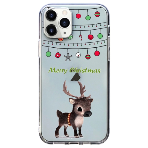 

For iPhone 11 Pro Christmas Colored Drawing Pattern High Transparent Soft TPU Phone Case(Elk)