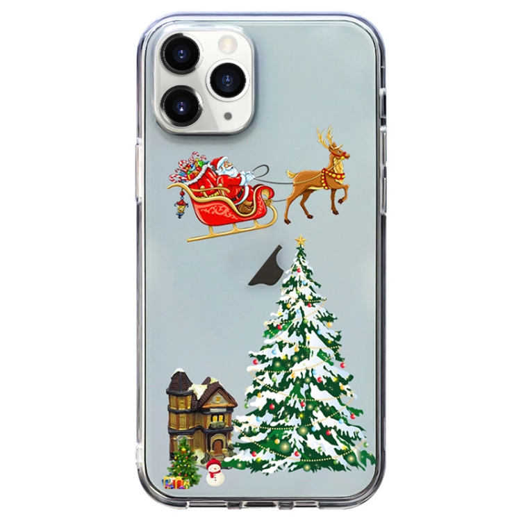 

For iPhone 11 Pro Max Christmas Colored Drawing Pattern High Transparent Soft TPU Phone Case(Christmas)