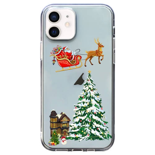 

For iPhone 12 Christmas Colored Drawing Pattern High Transparent Soft TPU Phone Case(Christmas)