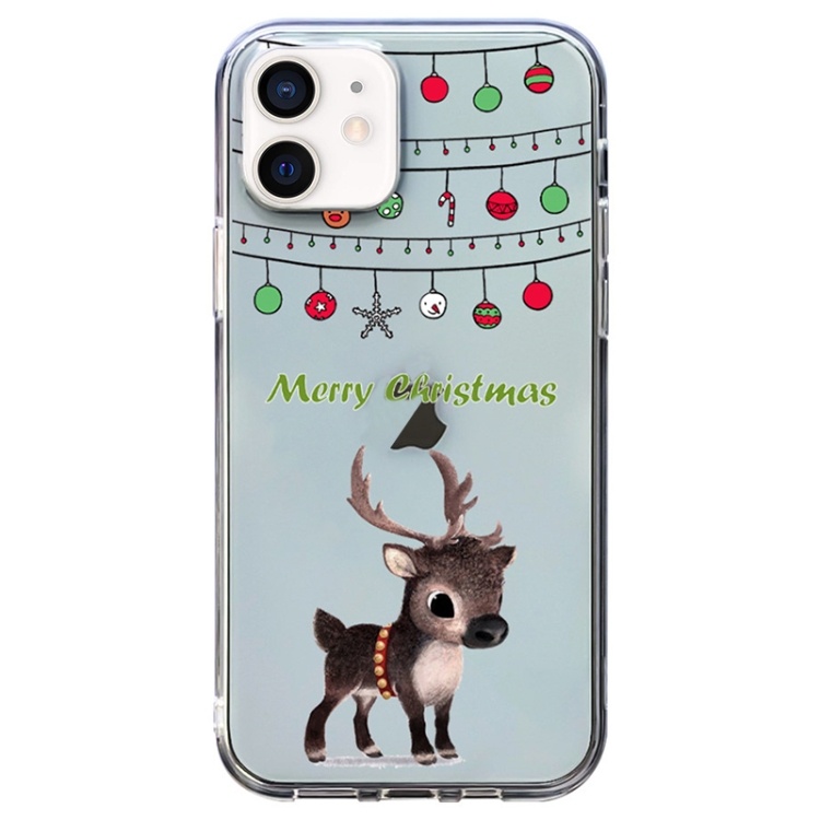 

For iPhone 12 Christmas Colored Drawing Pattern High Transparent Soft TPU Phone Case(Elk)