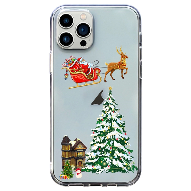 

For iPhone 12 Pro Christmas Colored Drawing Pattern High Transparent Soft TPU Phone Case(Christmas)