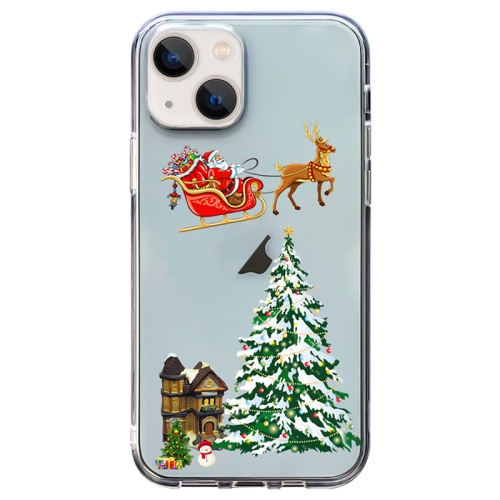 

For iPhone 13 Christmas Colored Drawing Pattern High Transparent Soft TPU Phone Case(Christmas)