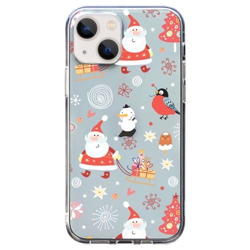 

For iPhone 13 mini Christmas Colored Drawing Pattern High Transparent Soft TPU Phone Case(Santa Claus)