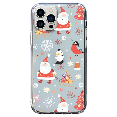 

For iPhone 13 Pro Christmas Colored Drawing Pattern High Transparent Soft TPU Phone Case(Santa Claus)