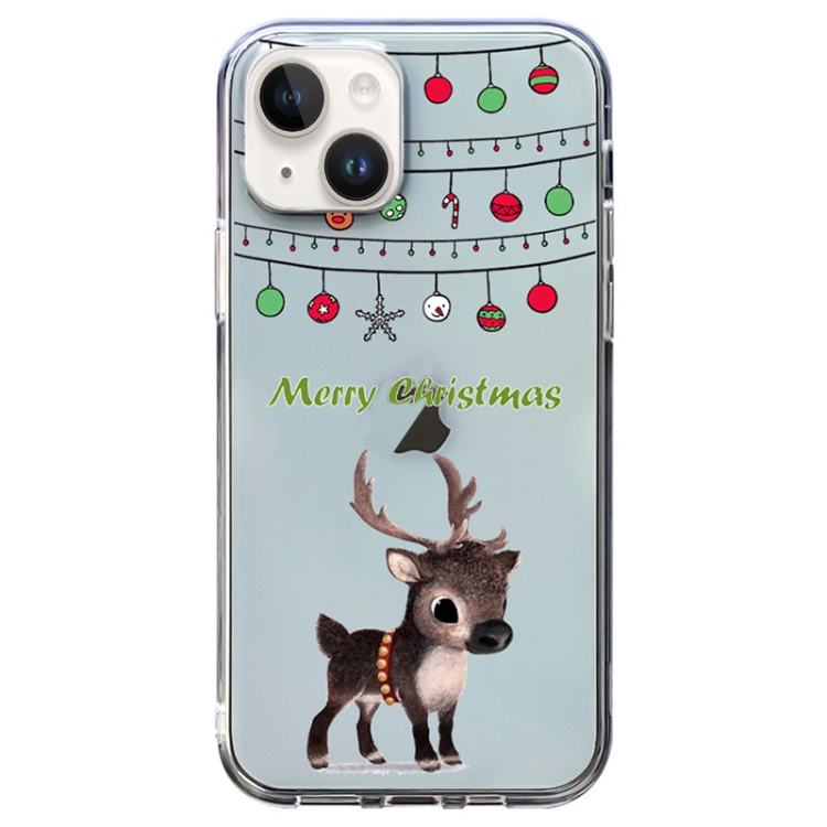 

For iPhone 14 Christmas Colored Drawing Pattern High Transparent Soft TPU Phone Case(Elk)