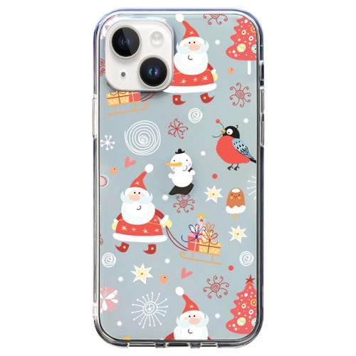 

For iPhone 14 Plus Christmas Colored Drawing Pattern High Transparent Soft TPU Phone Case(Santa Claus)