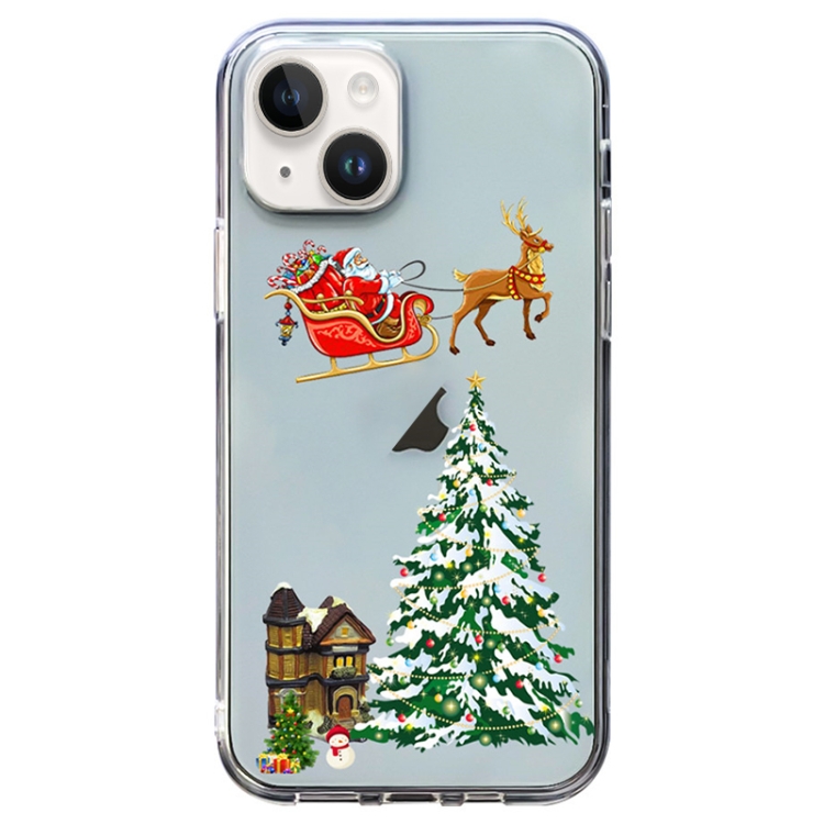 

For iPhone 14 Plus Christmas Colored Drawing Pattern High Transparent Soft TPU Phone Case(Christmas)