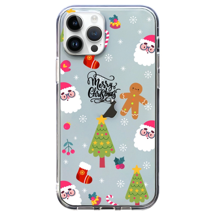 

For iPhone 14 Pro Christmas Colored Drawing Pattern High Transparent Soft TPU Phone Case(Christmas Tree)