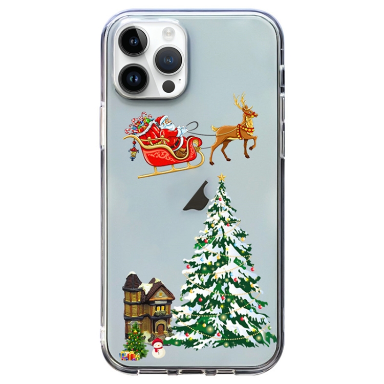 

For iPhone 14 Pro Christmas Colored Drawing Pattern High Transparent Soft TPU Phone Case(Christmas)
