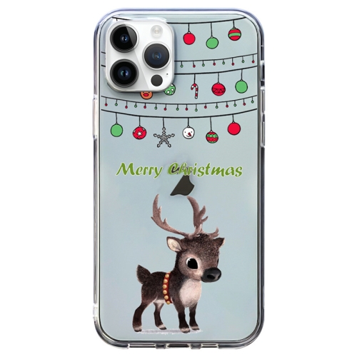 

For iPhone 14 Pro Christmas Colored Drawing Pattern High Transparent Soft TPU Phone Case(Elk)