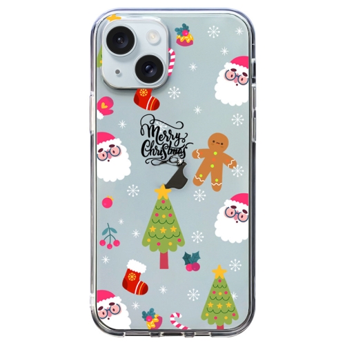 

For iPhone 15 Plus Christmas Colored Drawing Pattern High Transparent Soft TPU Phone Case(Christmas Tree)