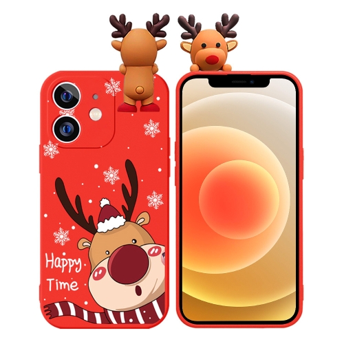 

For iPhone 12 mini Colored Drawing Deer Relief Doll Soft TPU Phone Case(Cute Elk)