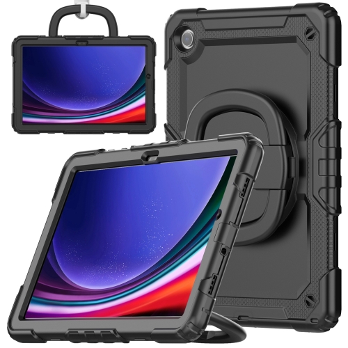 

For Samsung Galaxy Tab A9+ Handle Silicone Hydric PC Tablet Case with Shoulder Strap(Black)