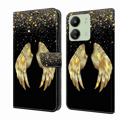 

For Xiaomi Redmi 13C Crystal 3D Shockproof Protective Leather Phone Case(Golden Wings)
