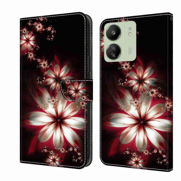 

For Xiaomi Redmi 13C Crystal 3D Shockproof Protective Leather Phone Case(Fantastic Flower)