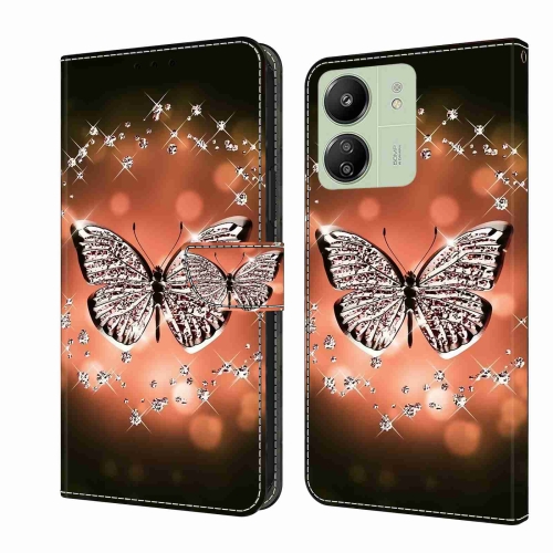 

For Xiaomi Redmi 13C Crystal 3D Shockproof Protective Leather Phone Case(Crystal Butterfly)