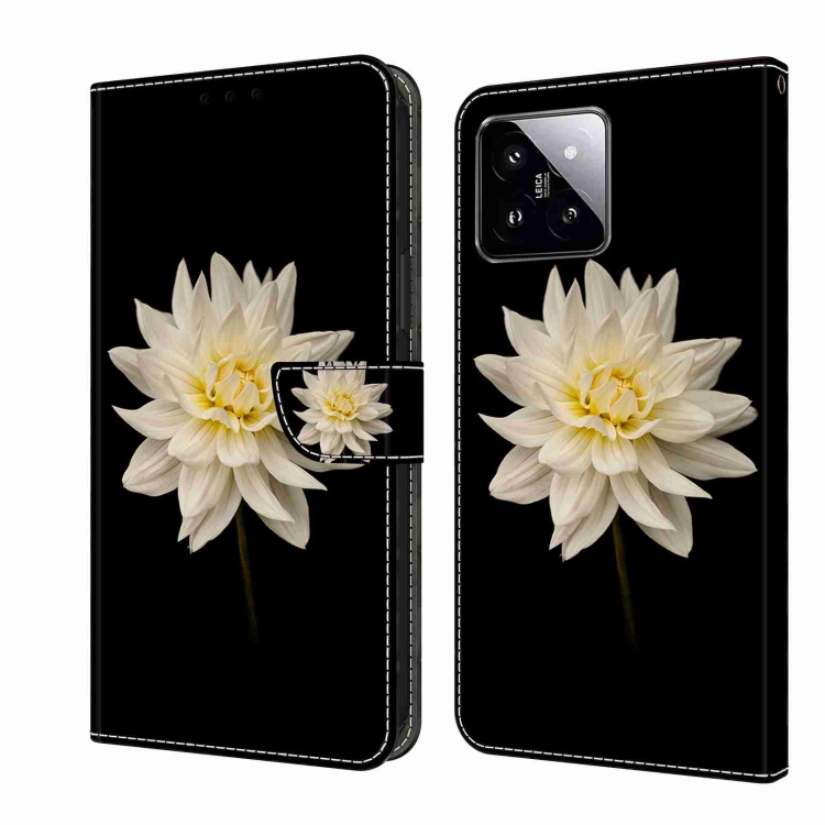 

For Xiaomi 14 Crystal 3D Shockproof Protective Leather Phone Case(White Flower)