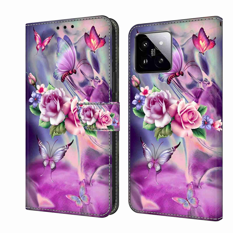

For Xiaomi 14 Crystal 3D Shockproof Protective Leather Phone Case(Butterfly)