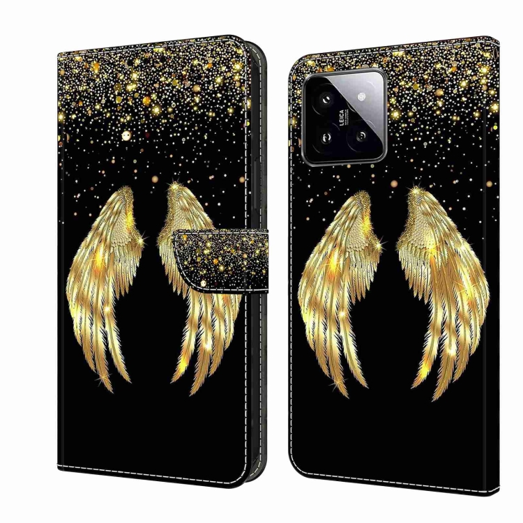

For Xiaomi 14 Pro Crystal 3D Shockproof Protective Leather Phone Case(Golden Wings)