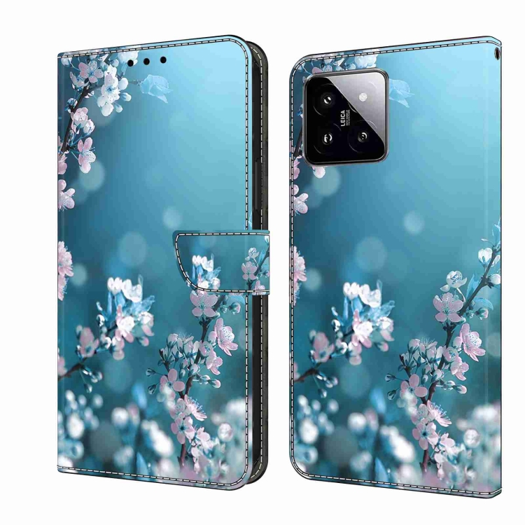 

For Xiaomi 14 Pro Crystal 3D Shockproof Protective Leather Phone Case(Plum Flower)