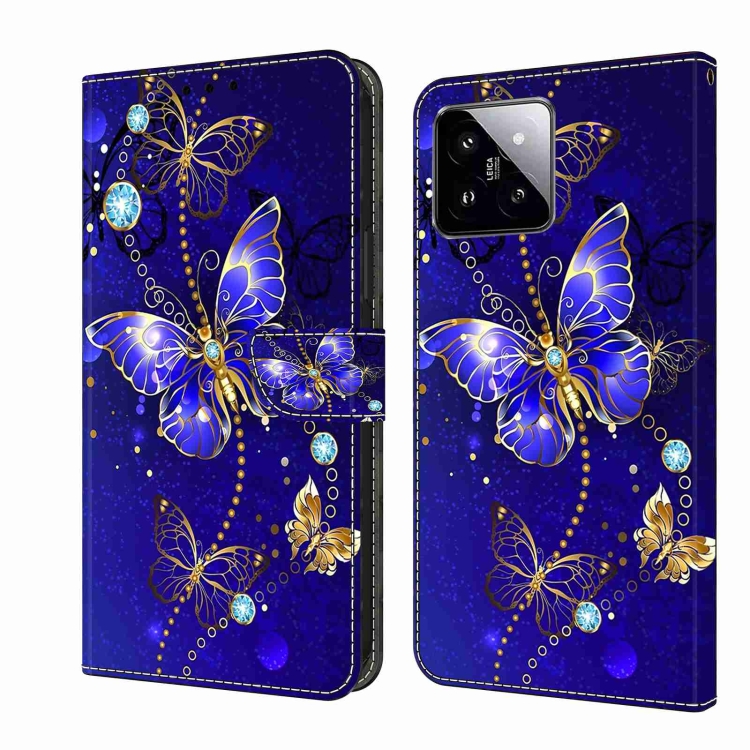 

For Xiaomi 14 Pro Crystal 3D Shockproof Protective Leather Phone Case(Diamond Butterfly)