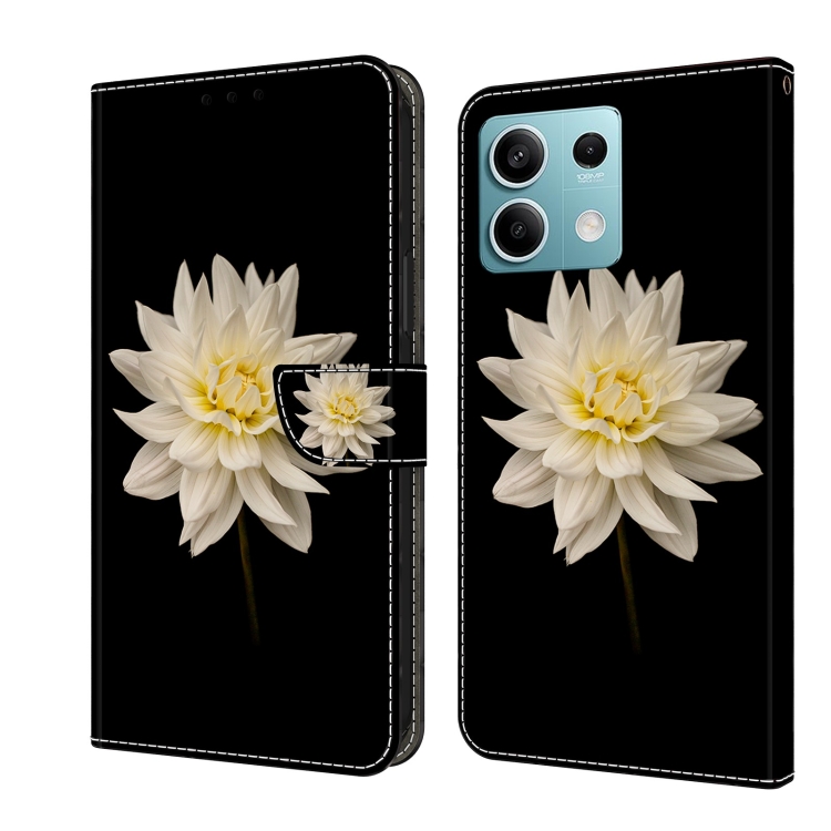 

For Xiaomi Redmi Note 13 5G Crystal 3D Shockproof Protective Leather Phone Case(White Flower)