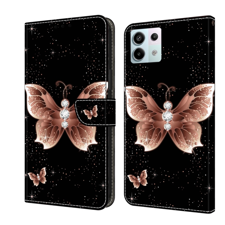 

For Xiaomi Redmi Note 13 Pro 5G Crystal 3D Shockproof Protective Leather Phone Case(Pink Diamond Butterfly)