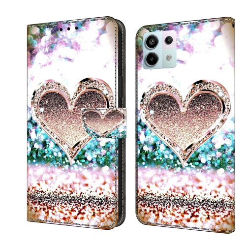 

For Xiaomi Redmi Note 13 Pro 5G Crystal 3D Shockproof Protective Leather Phone Case(Pink Diamond Heart)