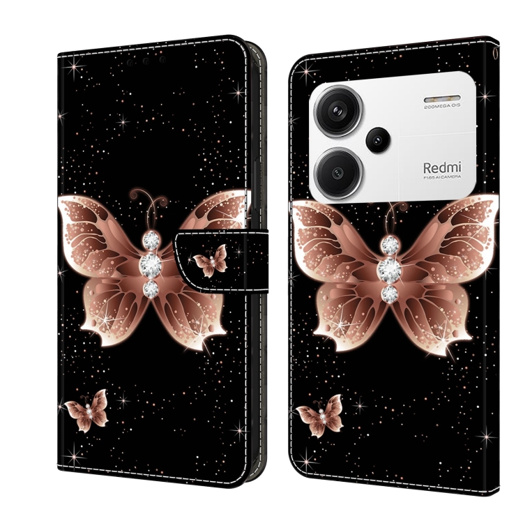 

For Xiaomi Redmi Note 13 Pro+ Crystal 3D Shockproof Protective Leather Phone Case(Pink Diamond Butterfly)