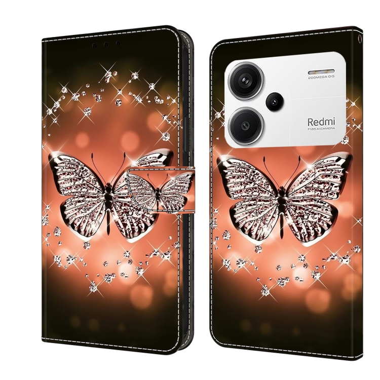 

For Xiaomi Redmi Note 13 Pro+ Crystal 3D Shockproof Protective Leather Phone Case(Crystal Butterfly)