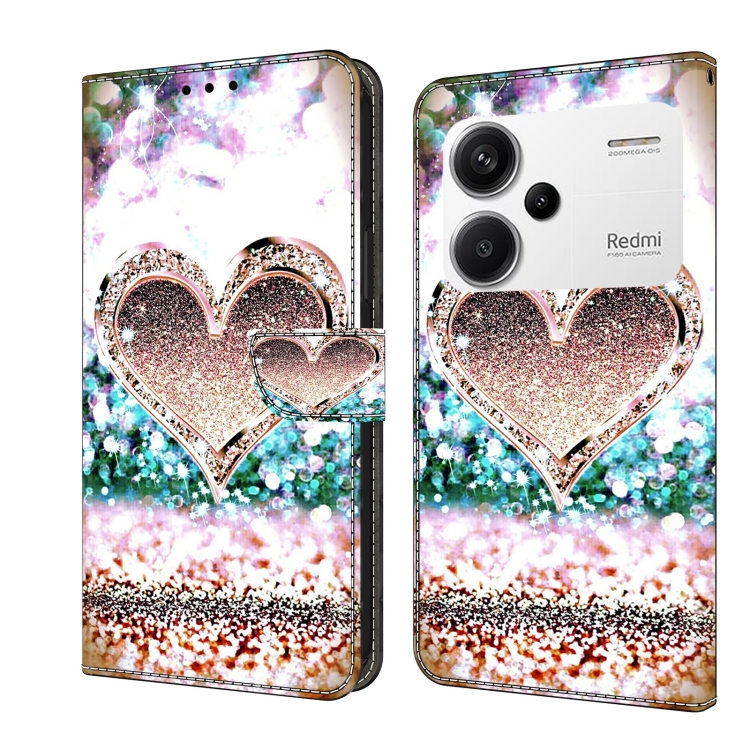 

For Xiaomi Redmi K70E Crystal 3D Shockproof Protective Leather Phone Case(Pink Diamond Heart)