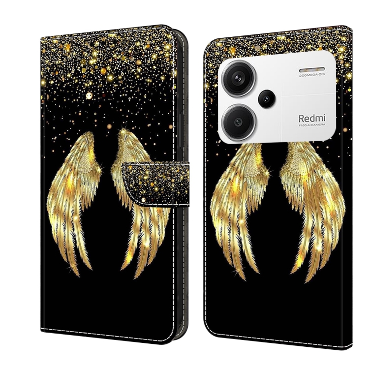 

For Xiaomi Redmi K70E Crystal 3D Shockproof Protective Leather Phone Case(Golden Wings)