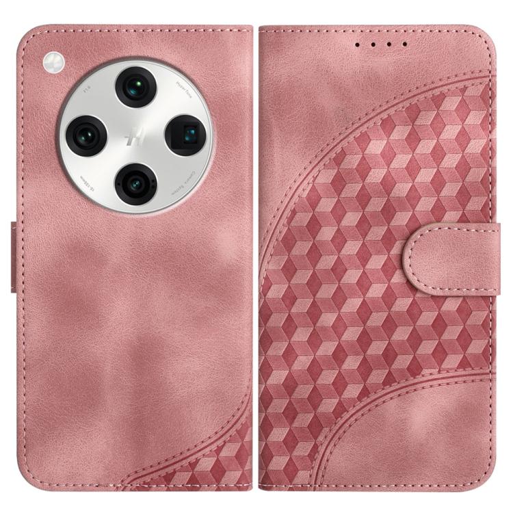 

For OPPO Find X8 Pro Elephant Head Embossed Phone Leather Case with Lanyard(Pink)