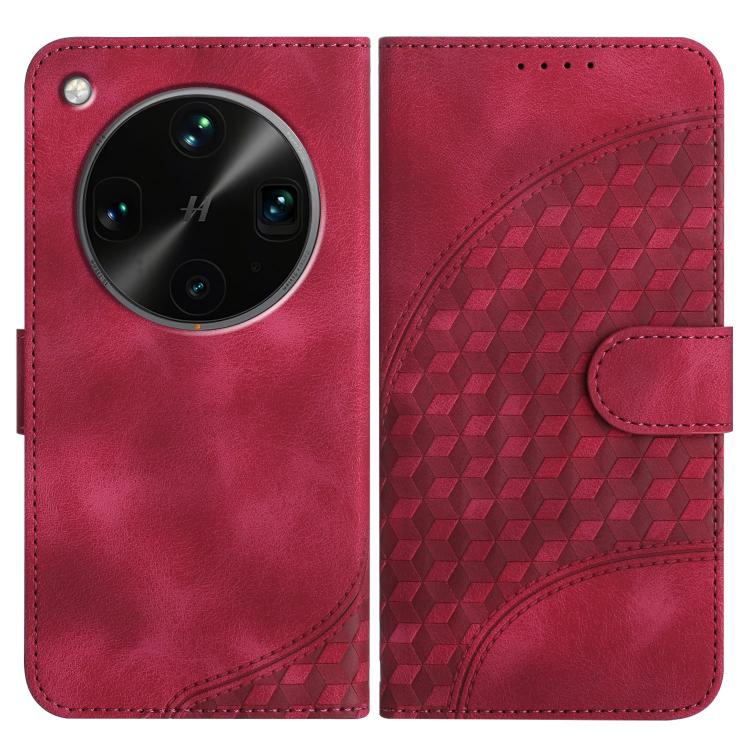 

For OPPO Find X8 Ultra Elephant Head Embossed Phone Leather Case with Lanyard(Rose Red)