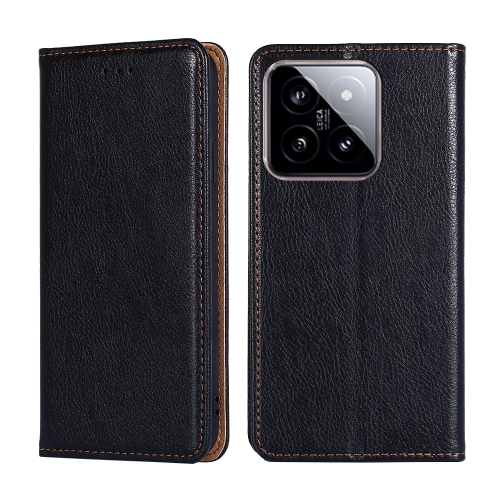 

For Xiaomi 14 Gloss Oil Solid Color Magnetic Leather Phone Case(Black)