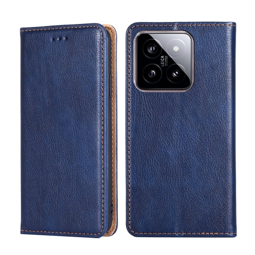 

For Xiaomi 14 Gloss Oil Solid Color Magnetic Leather Phone Case(Blue)