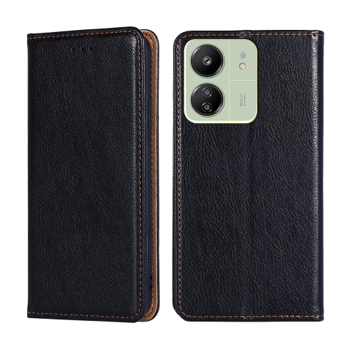 

For Xiaomi Redmi 13C 4G Gloss Oil Solid Color Magnetic Leather Phone Case(Black)