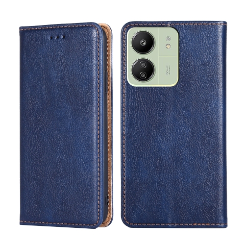 

For Xiaomi Redmi 13C 4G Gloss Oil Solid Color Magnetic Leather Phone Case(Blue)