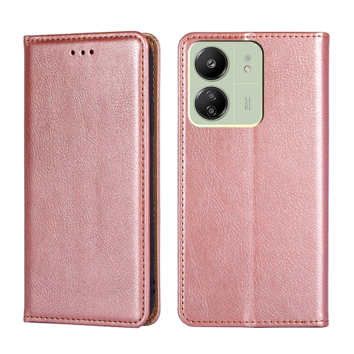 

For Xiaomi Redmi 13C 4G Gloss Oil Solid Color Magnetic Leather Phone Case(Rose Gold)