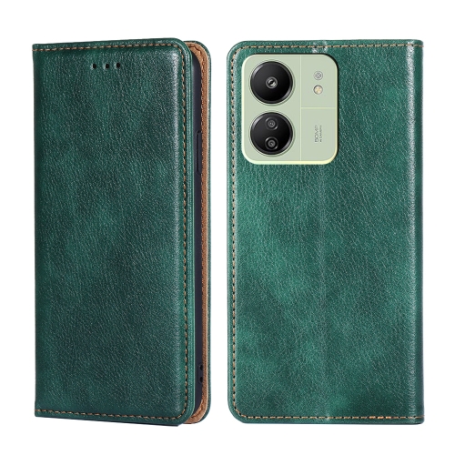 

For Xiaomi Redmi 13C 4G Gloss Oil Solid Color Magnetic Leather Phone Case(Green)