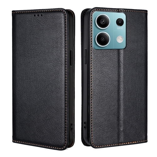 

For Xiaomi Redmi Note 13 4G Gloss Oil Solid Color Magnetic Leather Phone Case(Black)