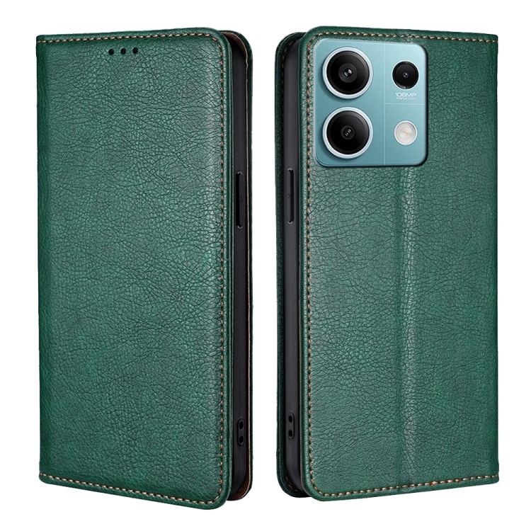 

For Xiaomi Redmi Note 13 4G Gloss Oil Solid Color Magnetic Leather Phone Case(Green)