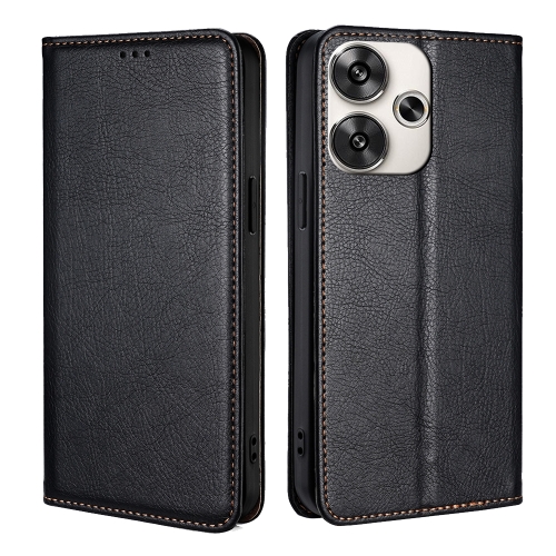 

For Xiaomi Redmi Turbo 3 5G Gloss Oil Solid Color Magnetic Leather Phone Case(Black)