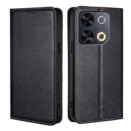 

For Itel P65 Gloss Oil Solid Color Magnetic Leather Phone Case(Black)