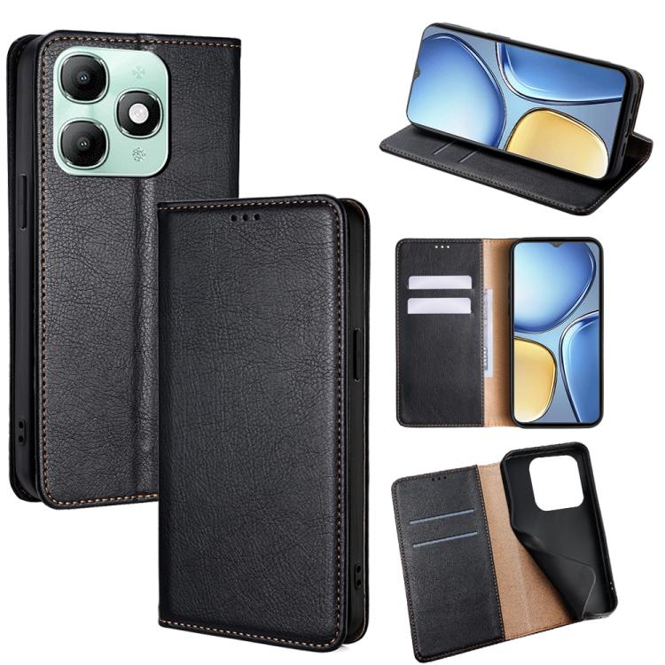 

For itel A90 4G Gloss Oil Solid Color Magnetic Leather Phone Case(Black)