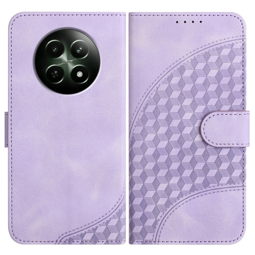 

For Realme 12 5G Global YX0060 Elephant Head Embossed Phone Leather Case with Lanyard(Light Purple)