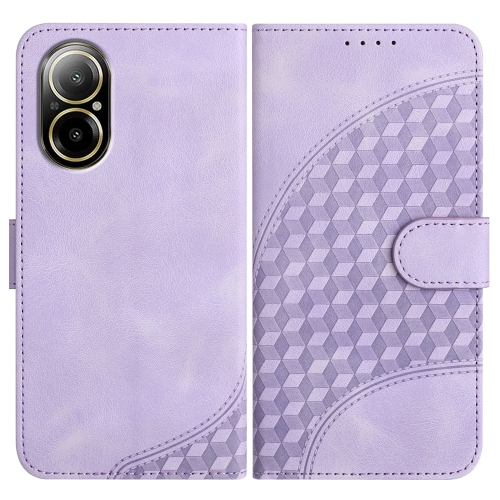 

For Realme C67 4G Global YX0060 Elephant Head Embossed Phone Leather Case with Lanyard(Light Purple)